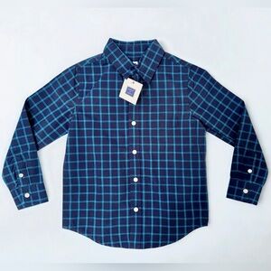 NWT Boys Janie & Jack Long Sleeve Button Down Shirt Navy Blue Size 4 / 4T NEW